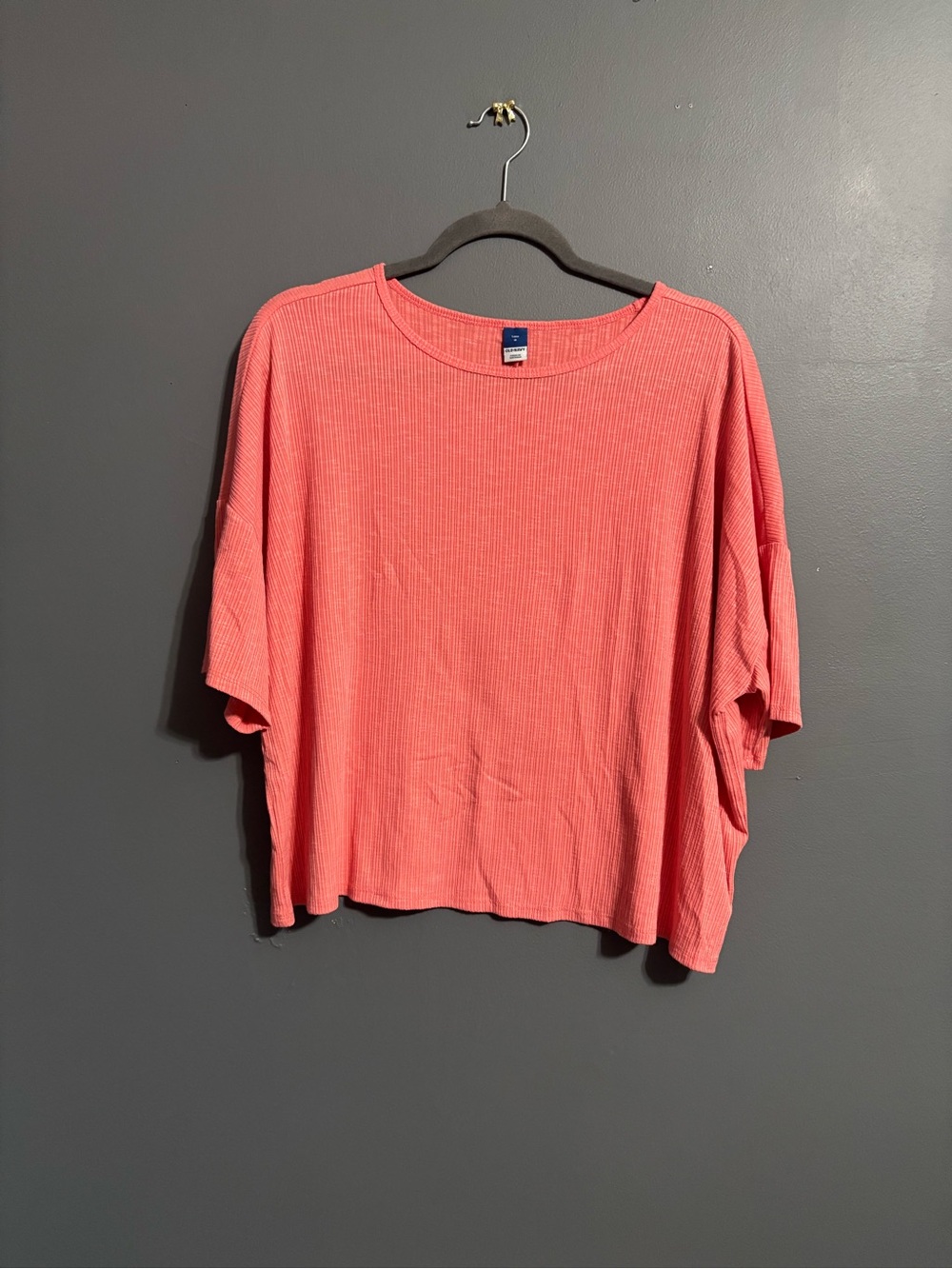 Old navy pink ribbed relaxed crop top size medium